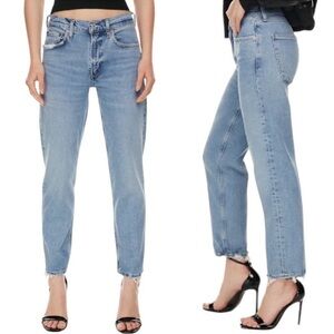 Agolde Kye Mid Rise Straight Leg Crop Jeans Size 27 In Forseen Faded Distressed